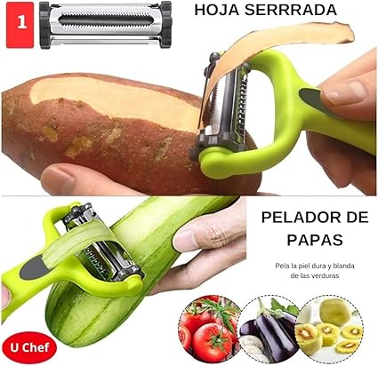 Pelador de Verduras 3 en 1 Giratorio