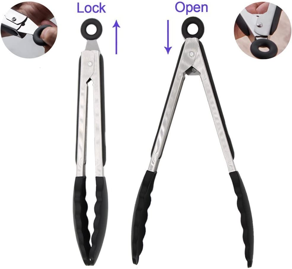 2 Pinzas de Cocina de Acero Inoxidable y Puntas