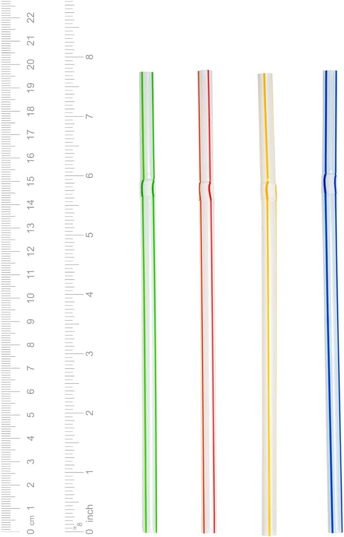 200 Popotes de Colores  Plástico Flexibles