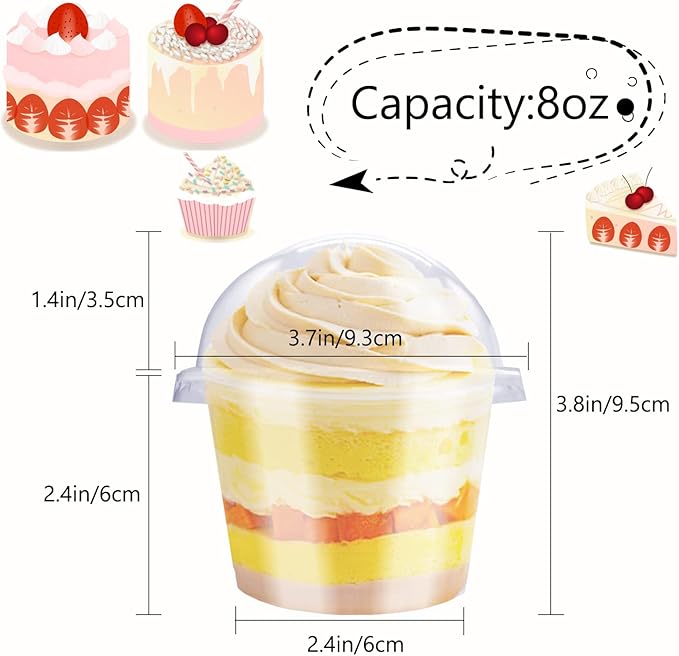 50 Vasos de Plástico con Tapa  de 8 oz