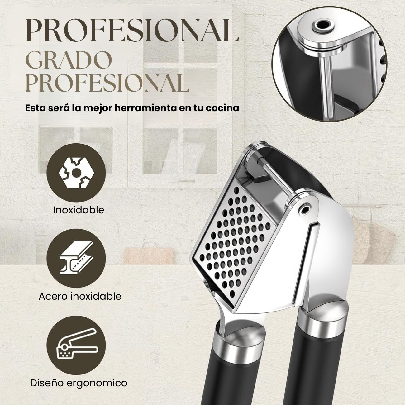 Prensa de Ajos de Acero Inoxidable