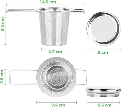 Infusor té de Acero Inoxidable con Tapa, (2pz)