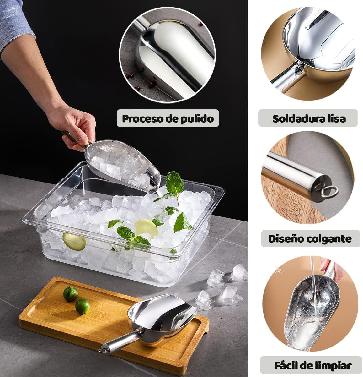 Cuchara para Hielo de Metal - 6oz