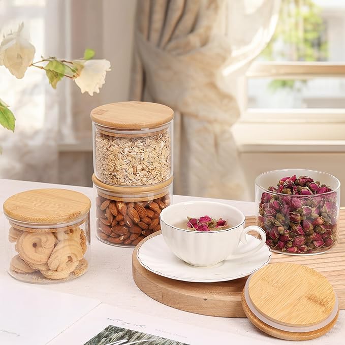 6 Recipientes de Vidrio con Tapa Hermética  de 443ml