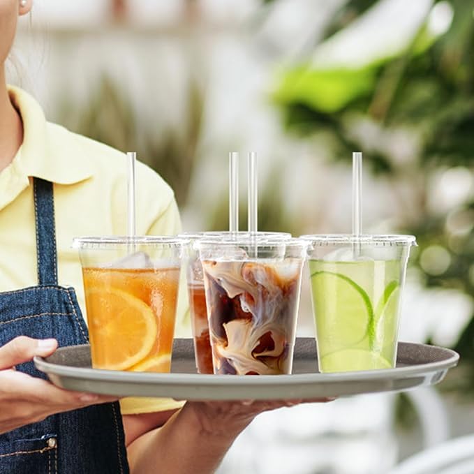 100 Vasos de Plástico PET con Tapa