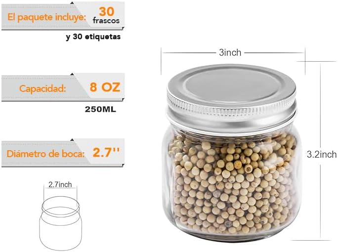 30 Frascos de Vidrio Herméticos  240 ml