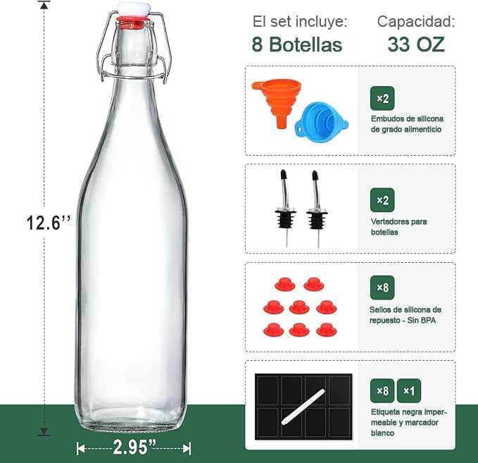 Botellas de Vidrio con Tapa