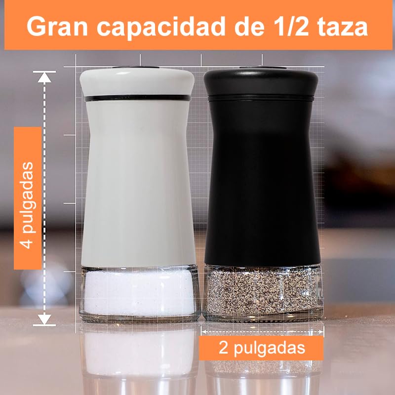 Saleros y Pimenteros de Vidrio con Agujeros Ajustables (Blanco)