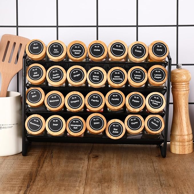 24 Tarros de Especias de Vidrio