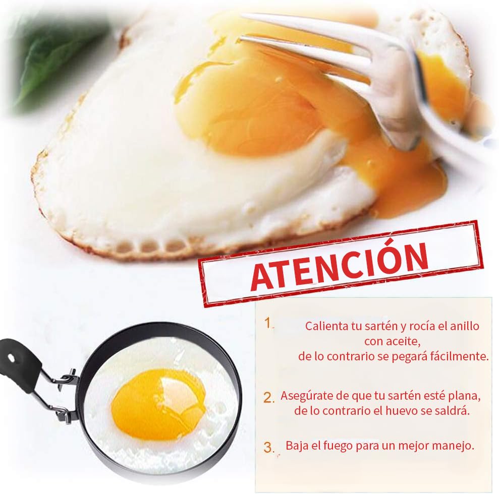 4 Anillos para Freír Huevos de 3.5 pulgadas