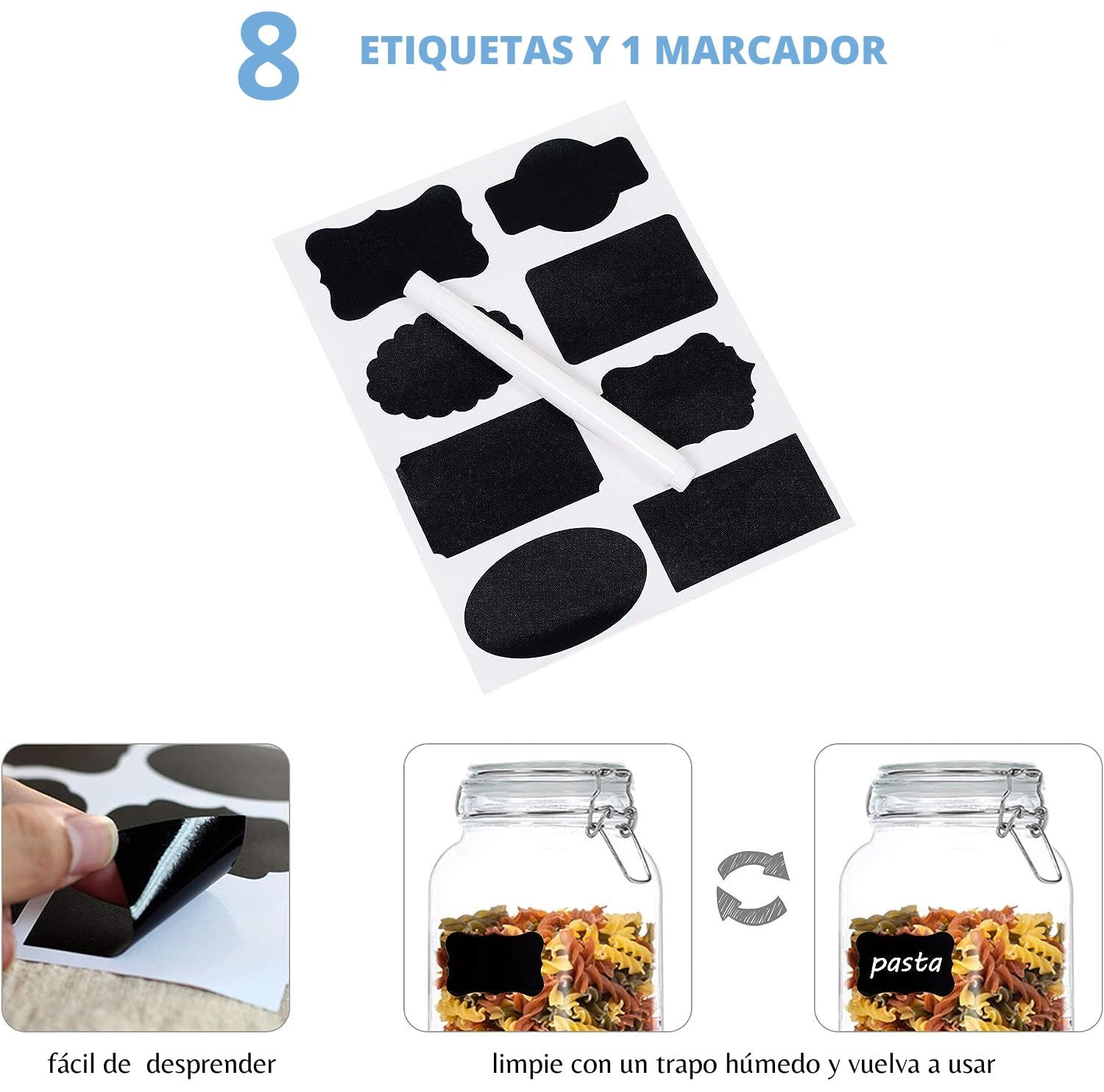 Juego de 3 Tarros de Vidrio Herméticos para Almacenamiento de Alimentos