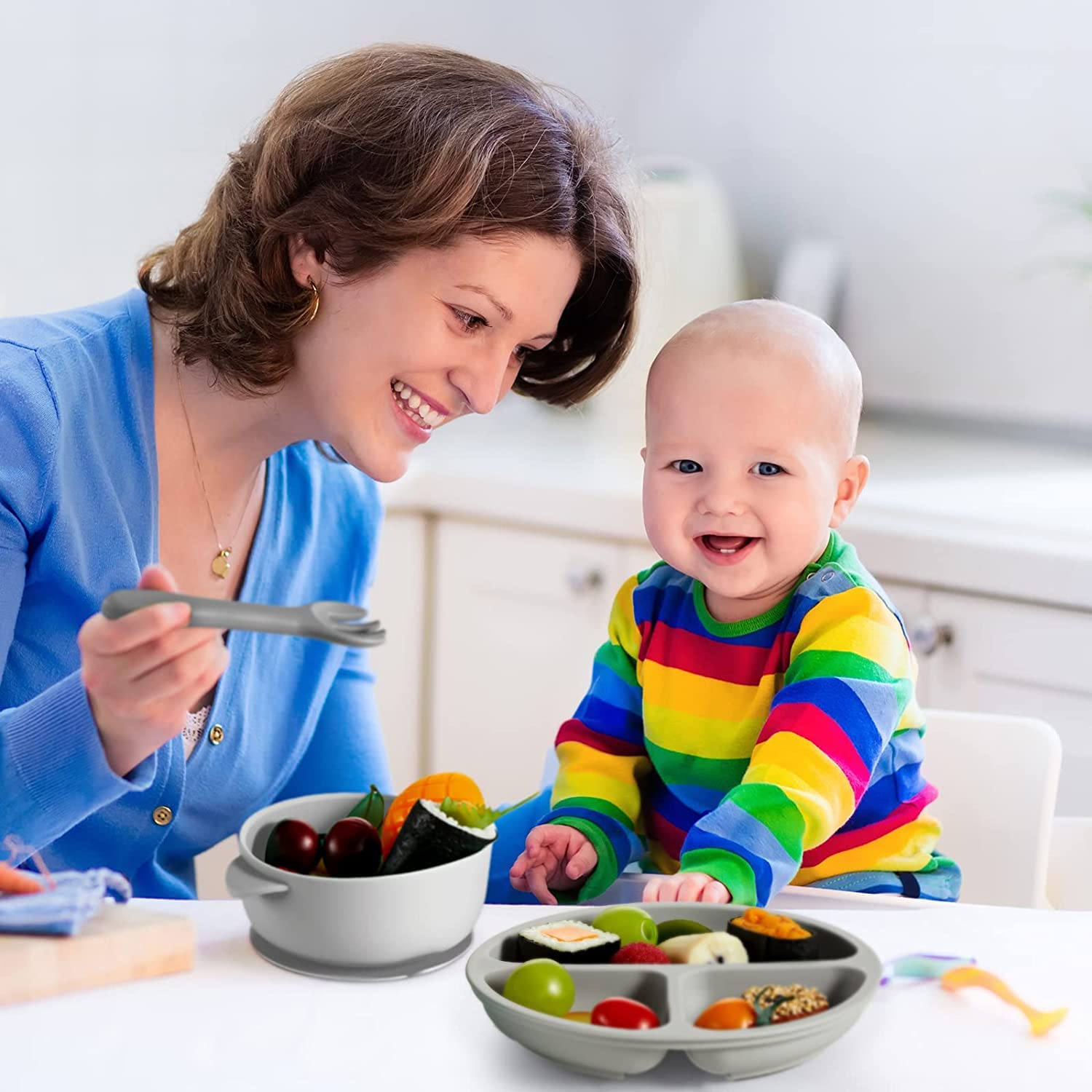 6 Platos de Silicona para Bebés y Niños