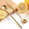 U Chef Juego de 4 Cucharas de Café, Cuchara Agitadora, Cucharas para Té Helado, de Mango Largo, Cucharaditas Doradas, Cucharas Largas para Agitar, Cuchara Cafetera