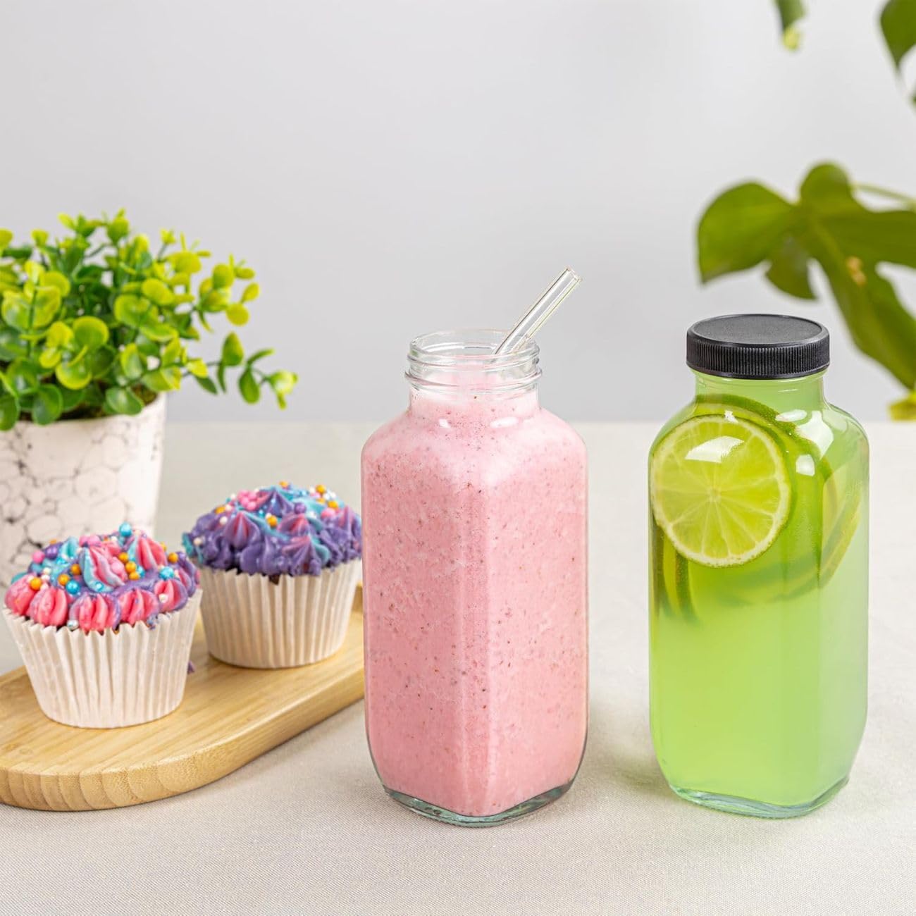 Set de 3 Botellas de Vidrio con Tapas de 480 ml