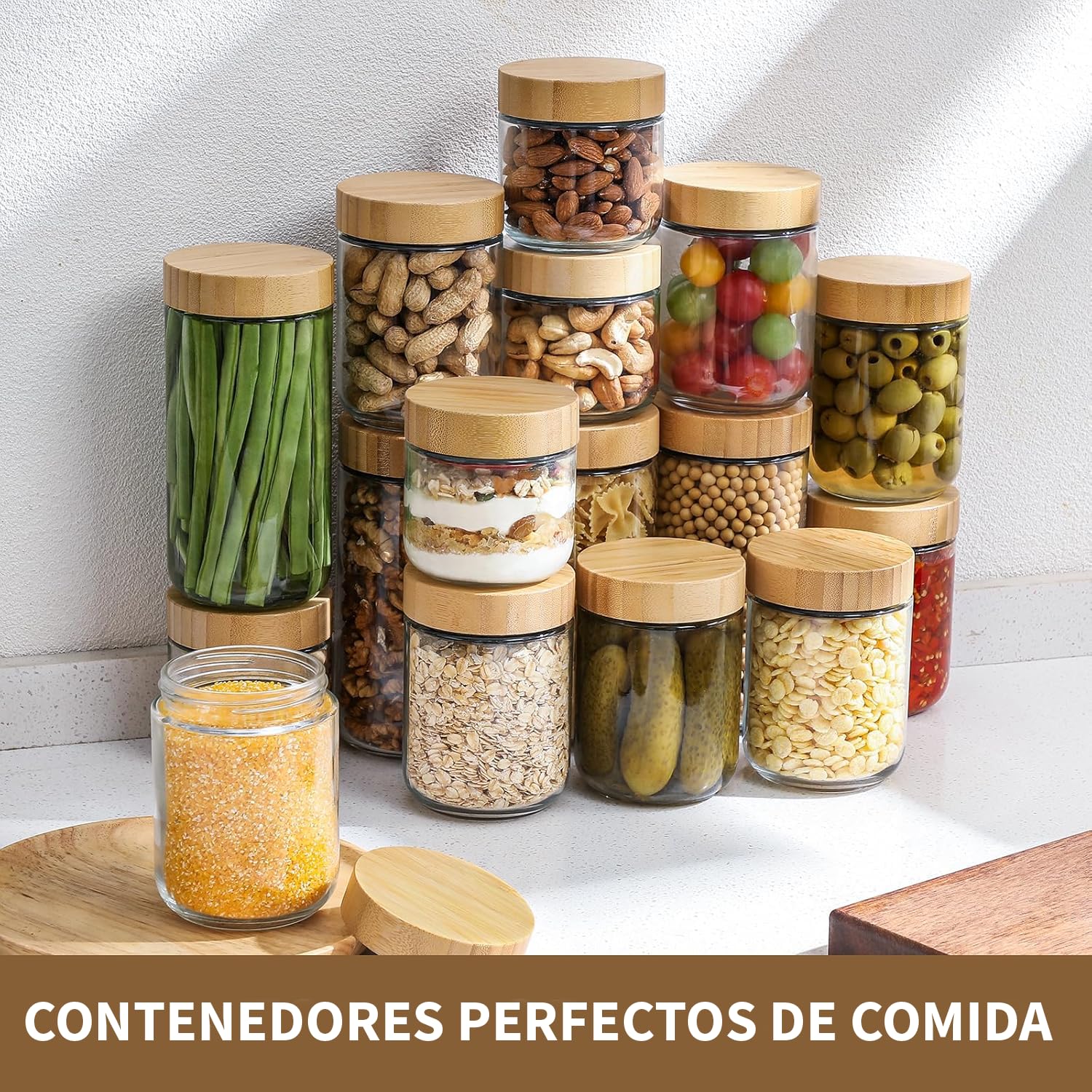 Frascos de Vidrio con Tapa Set de 4 Frascos