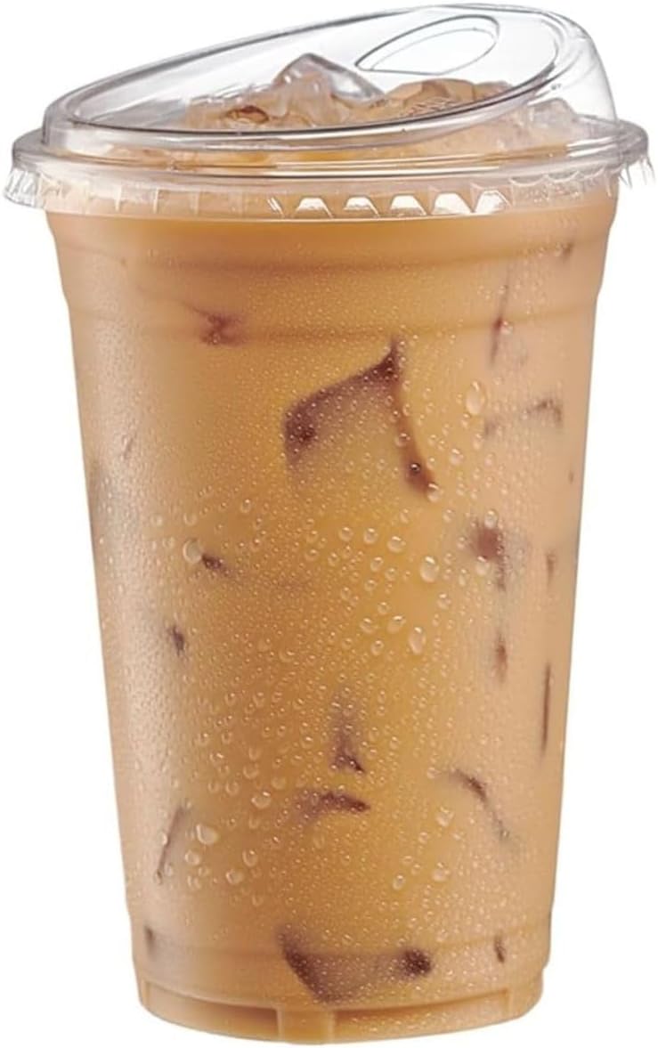 100 Vasos de Plástico con Tapa (16 onzas)